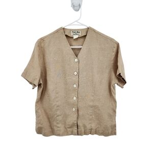 Paul Reid Women's Vintage Peasant Style Button Front Boxy Top